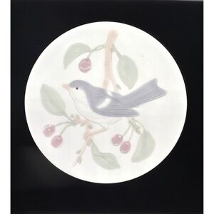 Crowning Touch Decorative Bird Wall Plate Blue Bird Cherry Branch Bas-Relief 8in